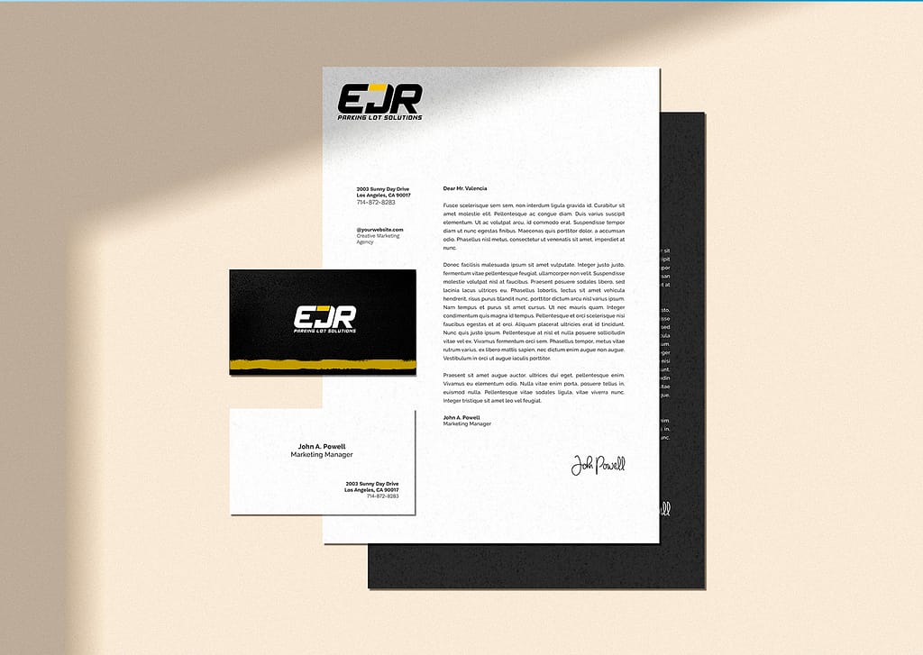 Hoja Membretada y Tarjeta-de-Presentación EJR Solutions